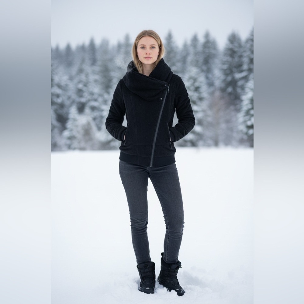 lululemon athletica Black Sherpa Cowl Neck Coat - Picture 3 of 15